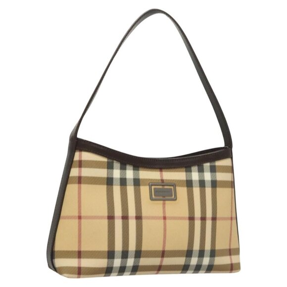 BURBERRY Nova Check Shoulder Bag PVC Beige Auth 119069 - Picture 1 of 16